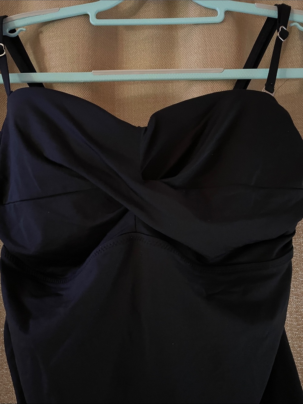 Classic Black Twist-Front Swim tankini top - Adjustable straps